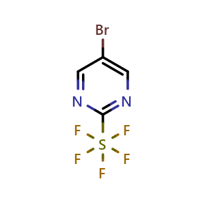 Chemical structure of 5-Bromo-2-(pentafluoro-lambda6-sulfanyl)pyrimidine , CAS 2098329-56-5, AChemBlock AD245154