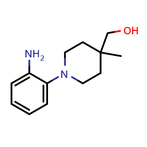 Chemical structure of (1-(2-aminophenyl)-4-methylpiperidin-4-yl)methanol , CAS 2022266-19-7, AChemBlock AD245167