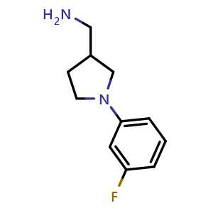 Chemical structure of [1-(3-Fluorophenyl)-3-pyrrolidinyl]methanamine , CAS 1017428-57-7, AChemBlock AD245176