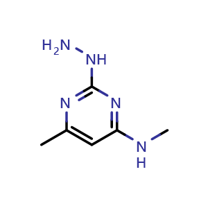 Chemical structure of 2-hydrazinyl-N,6-dimethylpyrimidin-4-amine , CAS 388622-91-1, AChemBlock AD245192
