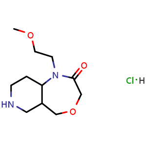 Chemical structure of 1-(2-methoxyethyl)-decahydropyrido[4,3-e][1,4]oxazepin-2-one hydrochloride , CAS 2320224-87-9, AChemBlock AD245207