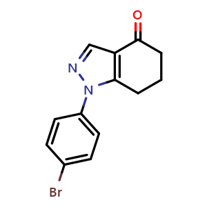 Chemical structure of 1-(4-Bromophenyl)-4,5,6,7-tetrahydro-1H-indazol-4-one , CAS 1203661-48-6, AChemBlock AD245209