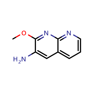 Chemical structure of 2-methoxy-1,8-naphthyridin-3-amine , CAS 2205133-25-9, AChemBlock AD245218