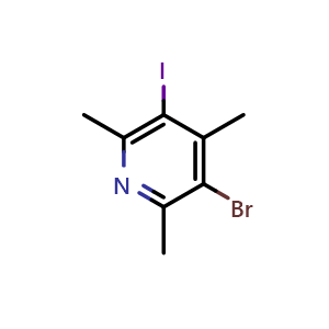 Chemical structure of 3-bromo-5-iodo-2,4,6-trimethylpyridine , CAS 29976-61-2, AChemBlock AD245224