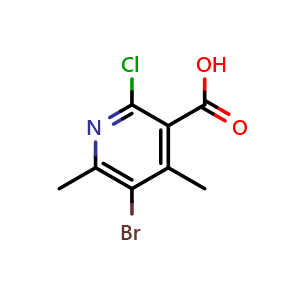 Chemical structure of 5-Bromo-2-chloro-4,6-dimethylpyridine-3-carboxylic acid , CAS 1781220-56-1, AChemBlock AD245232