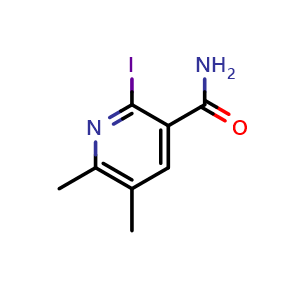 Chemical structure of 2-Iodo-5,6-dimethylpyridine-3-carboxamide , CAS 2376726-76-8, AChemBlock AD245233