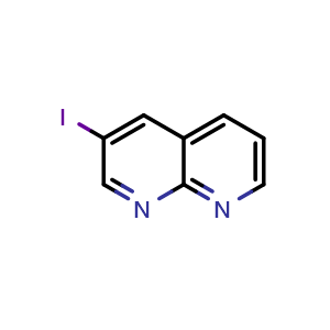 Chemical structure of 3-iodo-1,8-naphthyridine , CAS 2376729-80-3, AChemBlock AD245240