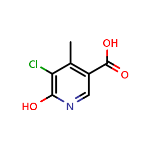 Chemical structure of 5-chloro-6-hydroxy-4-methylpyridine-3-carboxylic acid , CAS 2740660-53-9, AChemBlock AD245275