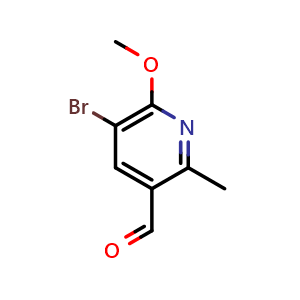 Chemical structure of 5-bromo-6-methoxy-2-methylpyridine-3-carbaldehyde , CAS 2680533-20-2, AChemBlock AD245298