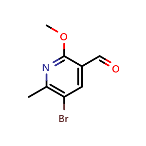 Chemical structure of 5-bromo-2-methoxy-6-methylpyridine-3-carbaldehyde , CAS 1783653-50-8, AChemBlock AD245299