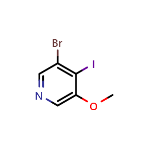 Chemical structure of 3-bromo-4-iodo-5-methoxypyridine , CAS 2384438-54-2, AChemBlock AD245304