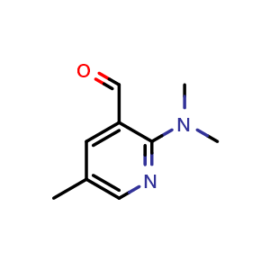 Chemical structure of 2-(dimethylamino)-5-methylpyridine-3-carbaldehyde , CAS 1289162-20-4, AChemBlock AD245306