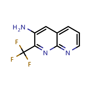 Chemical structure of 2-(trifluoromethyl)-1,8-naphthyridin-3-amine , CAS 2097988-37-7, AChemBlock AD245310