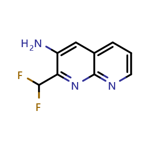 Chemical structure of 2-(difluoromethyl)-1,8-naphthyridin-3-amine , CAS 2098128-20-0, AChemBlock AD245311