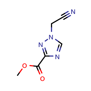 Chemical structure of methyl 1-(cyanomethyl)-1H-1,2,4-triazole-3-carboxylate , CAS 64074-25-5, AChemBlock AD245323