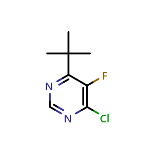 Chemical structure of 4-tert-butyl-6-chloro-5-fluoropyrimidine , CAS 1557855-64-7, AChemBlock AD245334