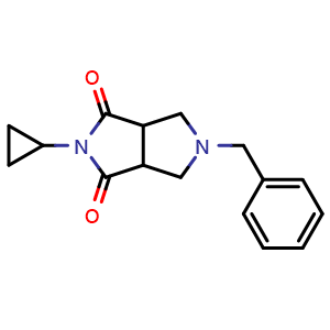 Chemical structure of 5-benzyl-2-cyclopropyl-octahydropyrrolo[3,4-c]pyrrole-1,3-dione , CAS 2327127-42-2, AChemBlock AD245340