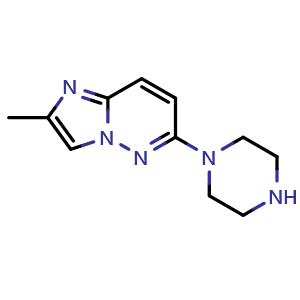 Chemical structure of 1-{2-methylimidazo[1,2-b]pyridazin-6-yl}piperazine , CAS 2742050-03-7, AChemBlock AD245342