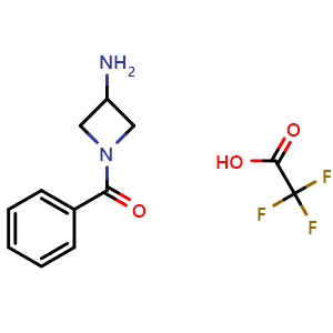 Chemical structure of 1-benzoylazetidin-3-amine; trifluoroacetic acid , CAS 2406235-18-3, AChemBlock AD245346