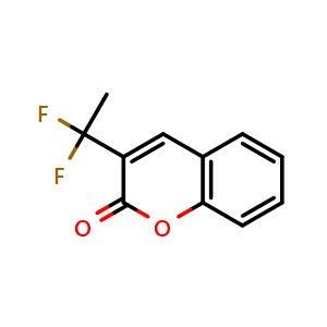 Chemical structure of 3-(1,1-difluoroethyl)-2H-chromen-2-one , CAS 2418658-40-7, AChemBlock AD245355