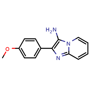 Chemical structure of 2-(4-methoxyphenyl)imidazo[1,2-{a}]pyridin-3-amine , CAS 80493-71-6, AChemBlock AD245356