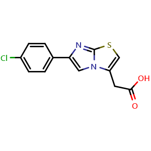 Chemical structure of [6-(4-chlorophenyl)imidazo[2,1-b][1,3]thiazol-3-yl]acetic acid , CAS 68347-92-2, AChemBlock AD245361