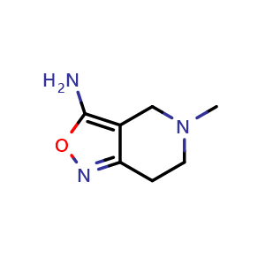 Chemical structure of 5-methyl-4H,5H,6H,7H-[1,2]oxazolo[4,3-c]pyridin-3-amine , CAS 1512489-13-2, AChemBlock AD245365