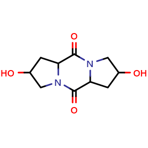 Chemical structure of 5,11-dihydroxy-1,7-diazatricyclo[7.3.0.0,{3,7}]dodecane-2,8-dione , CAS 94292-34-9, AChemBlock AD245378