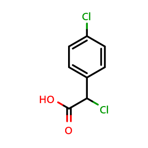 Chemical structure of 2-chloro-2-(4-chlorophenyl)acetic acid , CAS 102333-77-7, AChemBlock AD245394