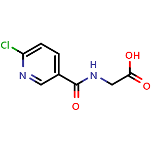 Chemical structure of 2-[(6-chloropyridin-3-yl)formamido]acetic acid , CAS 1099143-66-4, AChemBlock AD245397
