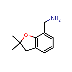 Chemical structure of (2,2-Dimethyl-2,3-dihydro-1-benzofuran-7-yl)methanamine , CAS 868755-44-6, AChemBlock AD245404