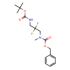Chemical structure of benzyl N-[3-(tert-Butoxycarbonylamino)-2,2-difluoro-propyl]-N-methyl-carbamate , CAS 1158721-62-0, AChemBlock AD245407