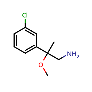 Chemical structure of 2-(3-chlorophenyl)-2-methoxypropan-1-amine , CAS 1523611-27-9, AChemBlock AD245427