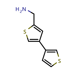 Chemical structure of [3,3'-bithiophen]-5-ylmethanamine , CAS 177976-52-2, AChemBlock AD245434