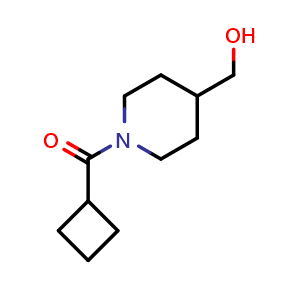 Chemical structure of (1-cyclobutanecarbonylpiperidin-4-yl)methanol , CAS 1178378-96-5, AChemBlock AD245436