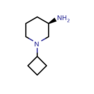 Chemical structure of (3R)-1-cyclobutylpiperidin-3-amine , CAS 1350635-80-1, AChemBlock AD245446