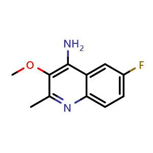 Chemical structure of 6-fluoro-3-methoxy-2-methylquinolin-4-amine , CAS 2095410-09-4, AChemBlock AD245450