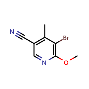 Chemical structure of 5-bromo-6-methoxy-4-methylpyridine-3-carbonitrile , CAS 2095410-94-7, AChemBlock AD245455