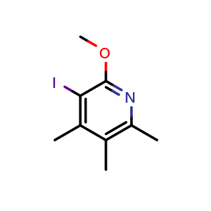 Chemical structure of 3-iodo-2-methoxy-4,5,6-trimethylpyridine , CAS 2256060-45-2, AChemBlock AD245458