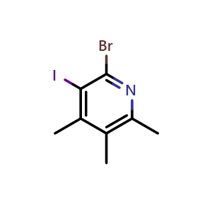 Chemical structure of 2-Bromo-3-iodo-4,5,6-trimethylpyridine , CAS 2173093-22-4, AChemBlock AD245472