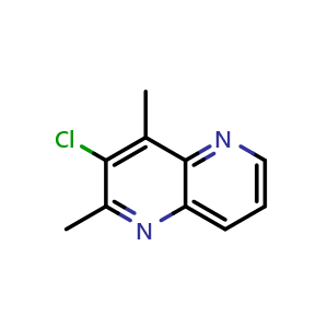 Chemical structure of 3-chloro-2,4-dimethyl-1,5-naphthyridine , CAS 2256059-91-1, AChemBlock AD245492
