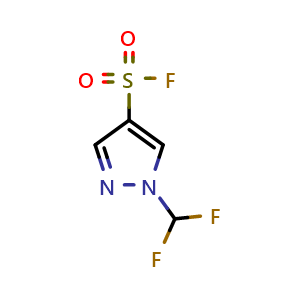 Chemical structure of 1-(difluoromethyl)-1H-pyrazole-4-sulfonyl fluoride , CAS 2137744-58-0, AChemBlock AD245504