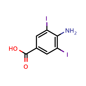 Chemical structure of 4-amino-3,5-diiodobenzoic acid , CAS 2122-61-4, AChemBlock AD245528