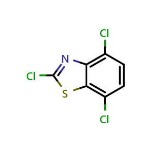 Chemical structure of 2,4,7-trichloro-1,3-benzothiazole , CAS 898747-91-6, AChemBlock AD245534