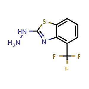 Chemical structure of 2-hydrazino-4-(trifluoromethyl)-1,3-benzothiazole , CAS 898748-11-3, AChemBlock AD245536