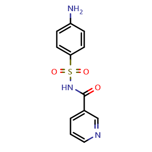 Chemical structure of N-(4-aminobenzenesulfonyl)pyridine-3-carboxamide , CAS 6005-34-1, AChemBlock AD245543