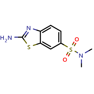 Chemical structure of 2-Amino-benzothiazole-6-sulfonic acid dimethylamide , CAS 17901-13-2, AChemBlock AD245545