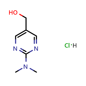 Chemical structure of [2-(dimethylamino)pyrimidin-5-yl]methanol hydrochloride , CAS 2320506-27-0, AChemBlock AD245546