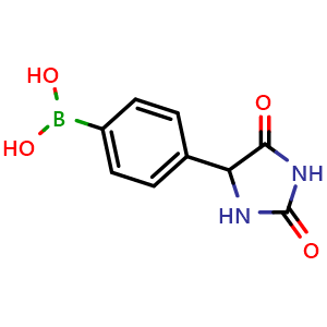 Chemical structure of [4-(2,5-Dioxoimidazolidin-4-yl)phenyl]boronic acid , CAS 1030287-04-7, AChemBlock AD245556