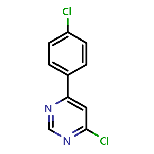 Chemical structure of 4-chloro-6-(4-chlorophenyl)pyrimidine , CAS 897445-45-3, AChemBlock AD245558